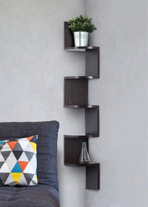 A practical but elegant corner shelf that, as a warning, might result in lots of friends asking to borrow you and your brilliant interior decorating skills.