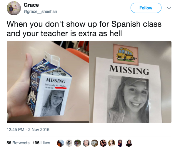 This girl, whose picture was made into missing person ads after she skipped class: