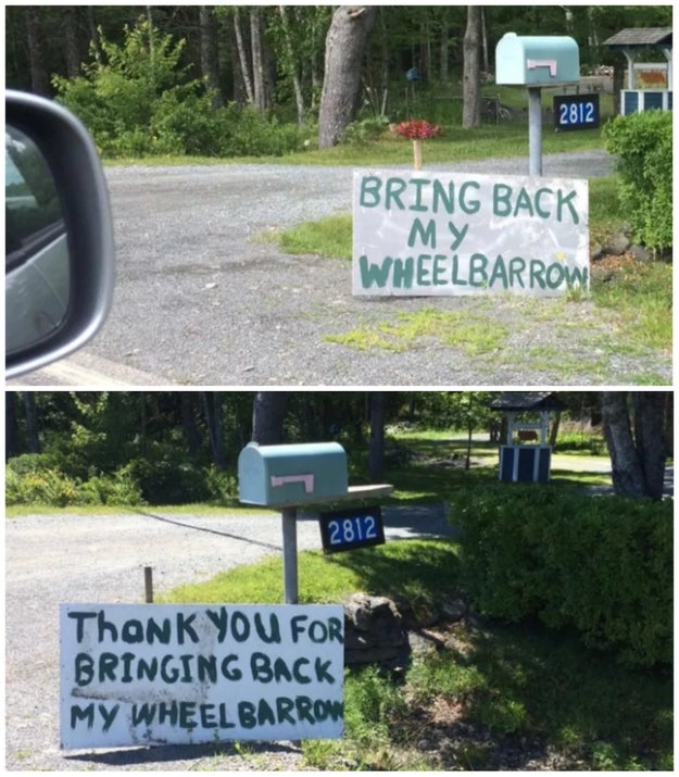 These signs seen in the same location a day apart.