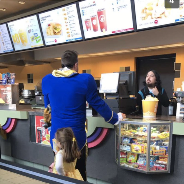 This dad and daughter at a screening of Beauty and the Beast.