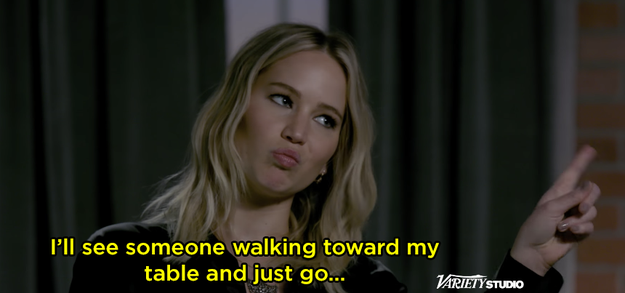 Jen said she'll be like *nope* if you approach her dinner table.