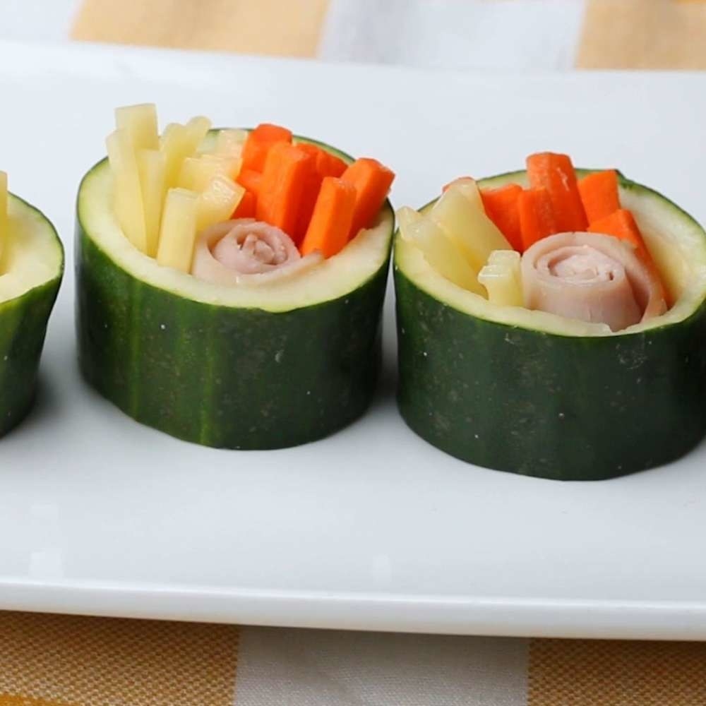 Ham and Cheese Cucumber “Sushi”