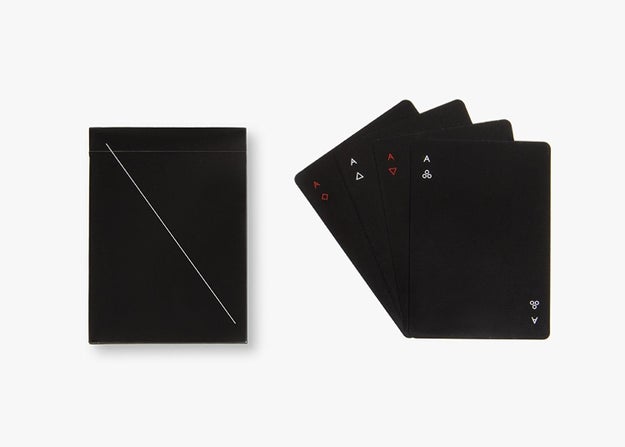 A deck of playing cards lacking any unnecessary flourishes or design.