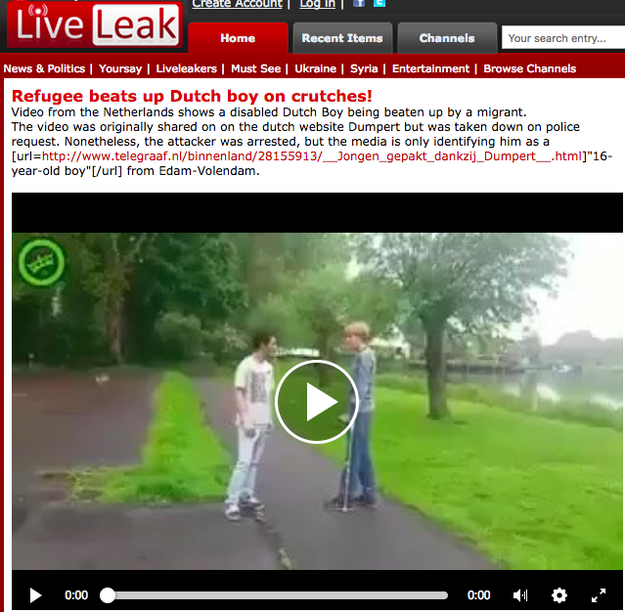 Months after the words Muslim and migrant were added to the video, it reappeared on the video-sharing website, LiveLeak, on August 28, 2017, according to Snopes.