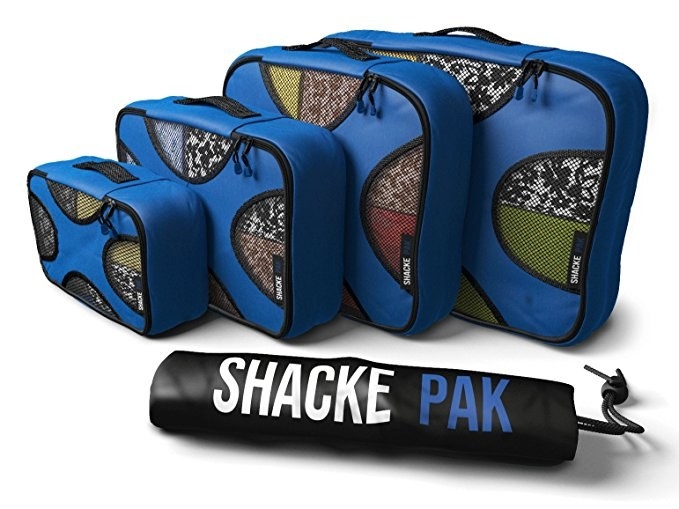 Packing cubes are great! We love them! We wrote about why they're awesome here AND here. These have more than 5K reviews on Amazon. That's how much people believe in them!Promising review: "After trying to figure out how to pack the needs of four people into two check bags for a week-long trip, we found these packing cubes. Boy am I glad we did, there was something about having things organized into smaller 'bags' that allowed us to stack and pack enough clothes and toiletries for a family of four into two check bags. These cubes are made of good-quality material and the zippers seem to be fairly stout. OH, and one more plus, when we got to the hotel we were able to easily transfer the cubes into drawers instead of digging through a suitcase all week, that was a nice thing because we usually do not transfer our laundry to drawers on trips. I travel several times a year for work and I won't be traveling again without these cubes in my bag. I would recommend one set per check bag–sized luggage piece." —Amazon CustomerGet a five-pack from Amazon for $22.99 (available in eight colors).