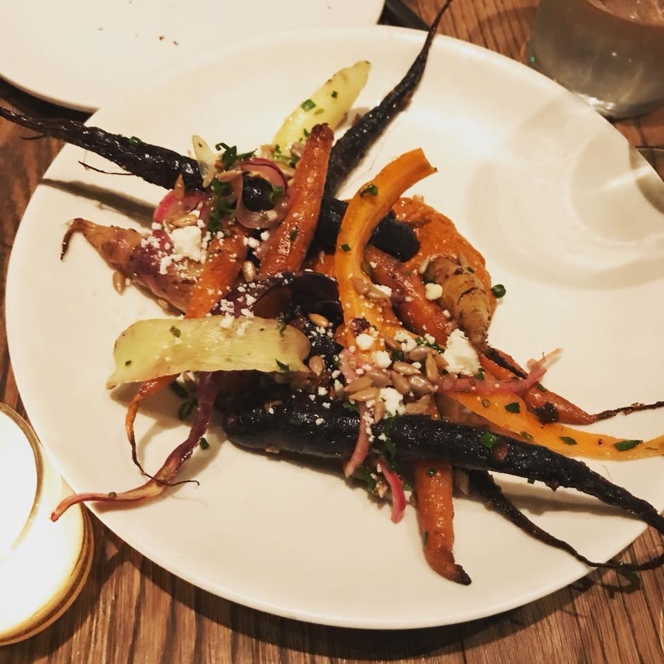 Colorful roasted baby carrots, pickled onion, and sunflower seeds come together to create this beautiful dish named after one of High Street’s cooks who introduced McPaul to her family recipe.