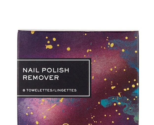 A set of nail polish–removing towelettes with packaging that, TBH, you should frame.