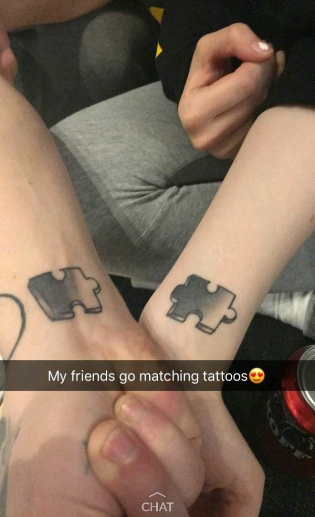 And finally, these matching tattoos that...don't really match: