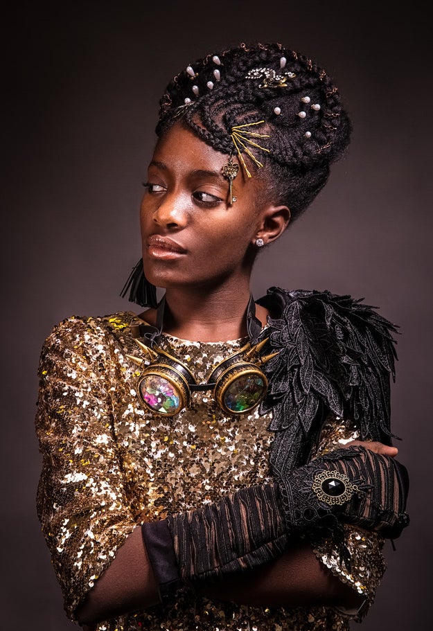 “We loved the idea of contrasting modern Afro hairstyles with the styling and clothing from other periods, like Baroque and Steampunk," the couple told BuzzFeed. "It's something unexpected and out-of-the-box from the usual imagery seen during those eras.”