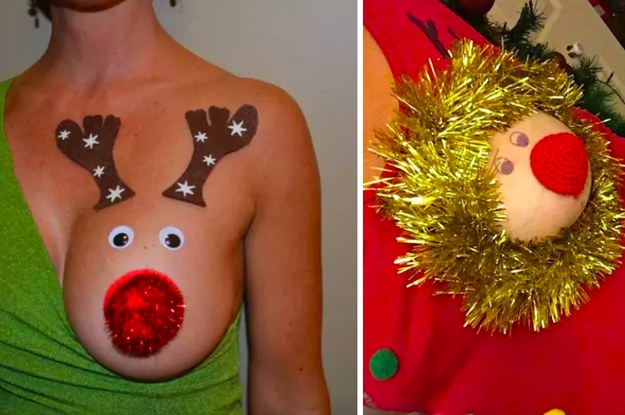 Christmas Boobies /boob Hanging Decoration Nipple Covers With