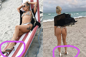 A leaked in gaga lady on sunbathing beach bikini Leaked Lady