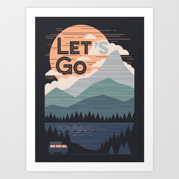 A print to encourage a spontaneous month-long cross-country road trip.