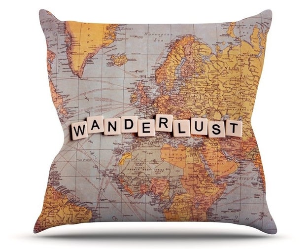 A throw pillow to inspire not only wanderlust but also decor-lust (we should make this a thing).