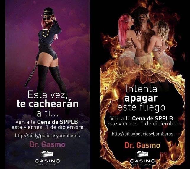 "Esta vez te cachearán a ti..." e "Intenta apagar este fuego" son las dos frases utilizadas como reclamo por el Sindicato Profesional de Policías Locales y Bomberos (SPPLB), que cuenta con 2500 afiliados, para promocionar su cena de Navidad.