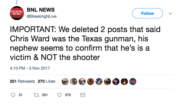 Here Is The Misinformation Going Around About The Texas Church Shooting