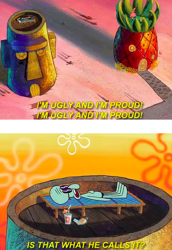 Squidward accepting SpongeBob for who he is: