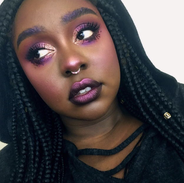You see that metallic and matte mashup? That purple and gold combo? This right here's a masterclass in mixing like a bawse.