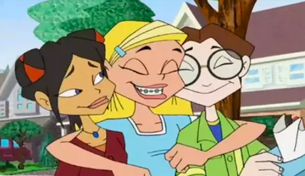 Sharon, Maria, and Connor in Braceface