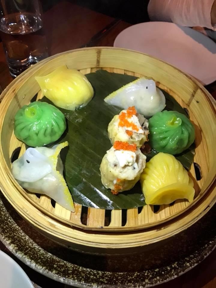 Enjoy a selection of TAO's best-selling dumplings in this platter, which features an assortment of steamed dumplings filled with seafood, pork, chicken, and vegetable. My personal favorite is the shumai, which is topped with crab meat and caviar.