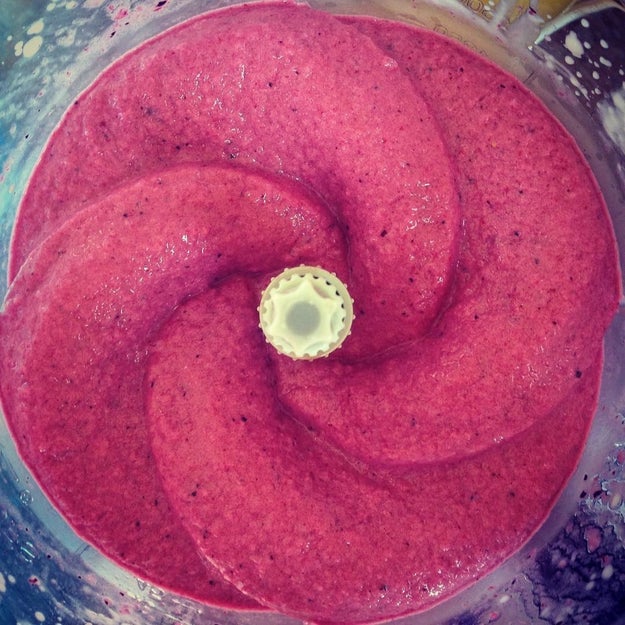 This beautiful smoothie, mid-blend: