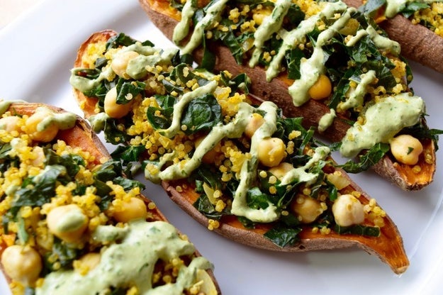 Crispy Stuffed Sweet Potato Skins