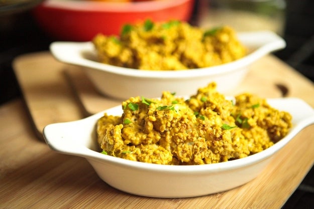 Roasted Cauliflower and Quinoa with Cheesy Pumpkin Tempeh Sauce