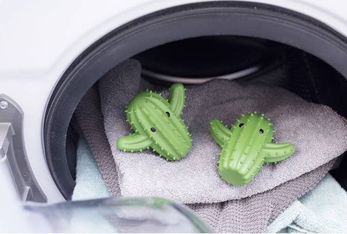 Promising review: "They're adorable, cheap, and do what they're supposed to. Love these little things. My kid wants to help me with the laundry because there are toys that stay in the dryer now." —J. JenkinsGet two from Amazon for $8.95 (also available in puffer fish or hedgehogs).