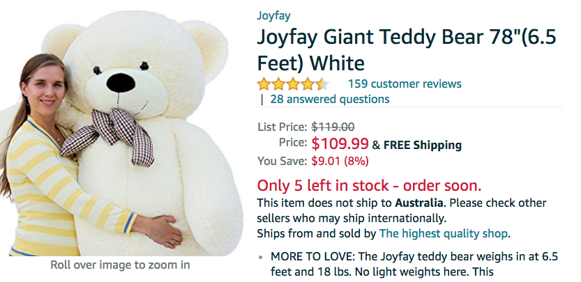 huge teddy bear 10 feet