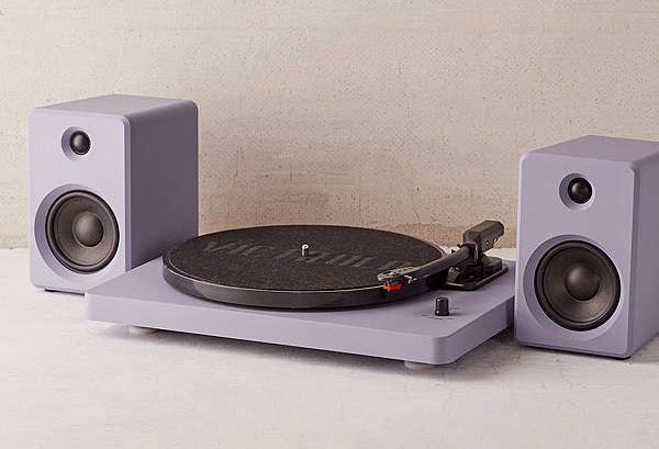 Get it from Urban Outfitters for $169. Also available in white.Promising review: "I've had a few record players over the years and was looking to upgrade. If you're looking for simple, no frills, this is it. Easy instructions, speakers, and Bluetooth to hookup your phone and play tunes. P.S. The speakers get loud, like party level loud. Some of the reviews have been negative on the other colors. I don't know if they got a broken player, or just forgot to take off the safety cap on the needle? I took a chance on this record player, I'm glad I did!! Love the lilac gray color!!" —Sophster88
