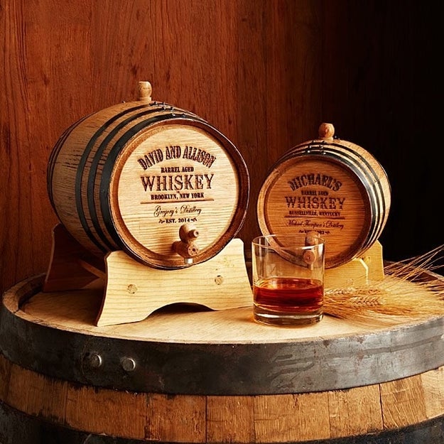 A personalized whiskey barrel to make any at-home bar *finally* complete. #HomeGoals