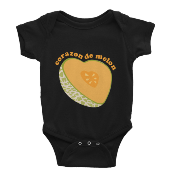 A "corazon de melon" onesie that'll make your baby more fashionable than I'll ever be.