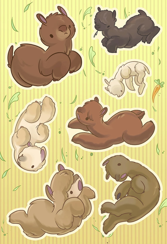 Who doesn't want a sticker set featuring a bunch of bewildered falling alpacas?