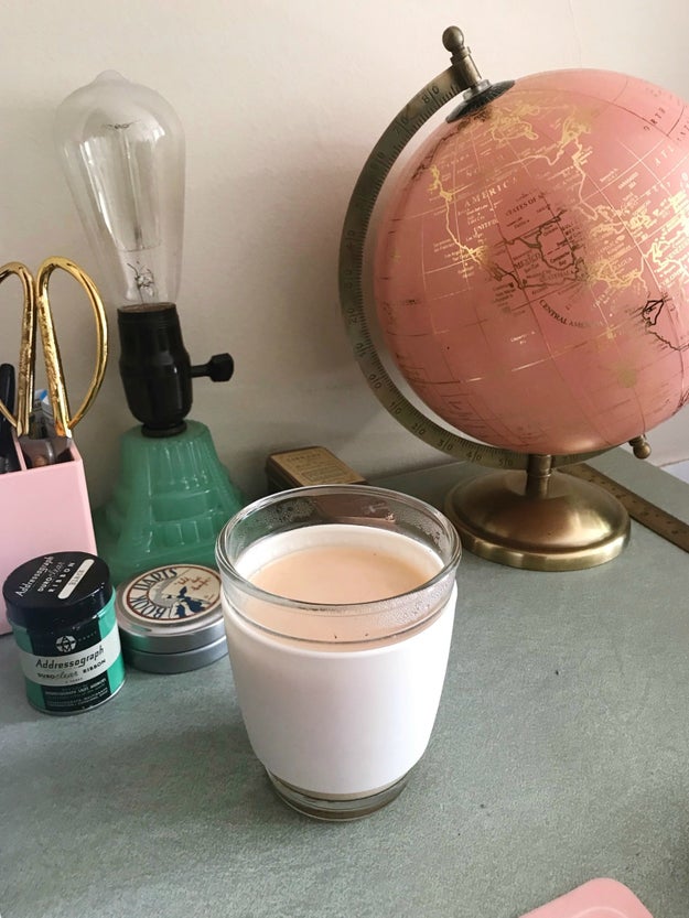 The drink — which includes a little vanilla syrup and some cream — is dreamy; it has a cherry/almond flavor with light floral vibes.