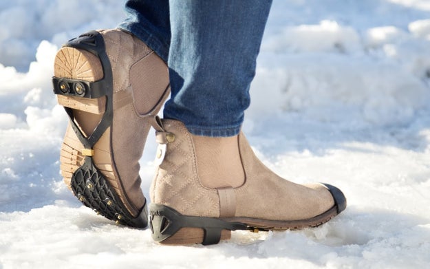 A pair of ice grips so trekking across snowy sidewalks in cute shoes won't be a problem.