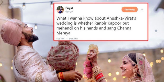 620px x 310px - Virat And Anushka Got Hitched And Everyone Is Singing The Same Damn Song