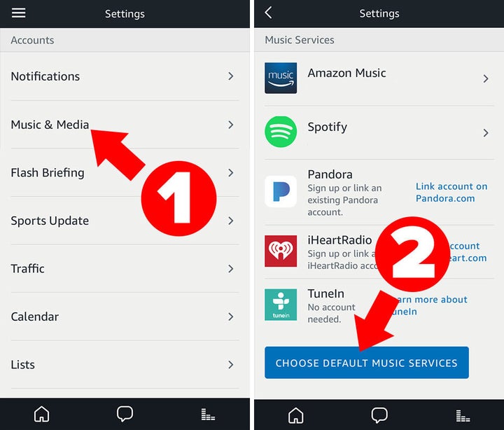 Before you use the music alarm feature, make sure you've set your default music service in the app.