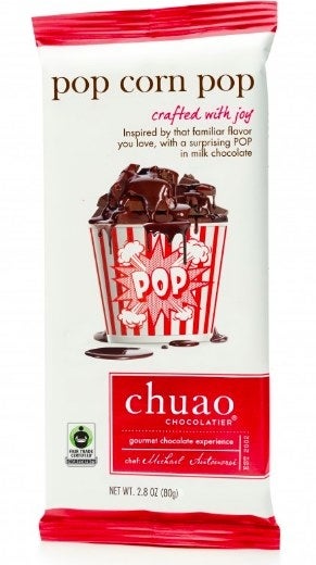 A nod to our favorite movie theater treat, Pop Corn Pop mixes puffed whole grains, toasted corn chips, popping candy and a sprinkle of sea salt in creamy milk chocolate. Take a bite, close your eyes, and experience “popcorn” popping in your mouth! Pair this with your favorite wine or craft beer and voila! You have yourself the perfect night in.