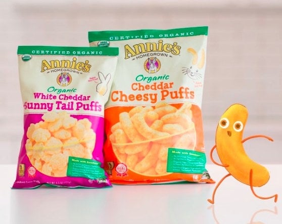Annie’s Organic White Cheddar Bunny Tail Puffs is not only certified organic, but also packed with crunch and covered in the classic white cheddar goodness. The puffs are shaped with fun & cuteness in mind, and made without any of the junky stuff you’ll find in the snack aisle. Snackable, delicious, and gluten-free, the Organic Cheddar Cheesy Puffs are baked (not fried!), certified organic, and made with 8 grams of whole grains per serving. They are covered with real cheddar cheese – without any of the yucky artificial stuff you’ll find in other snacks.
