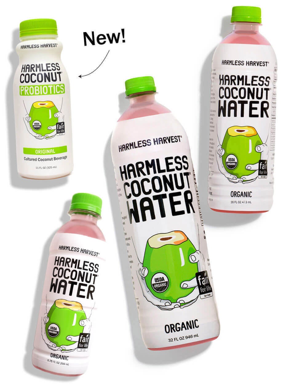 Harmless Harvest produces delicious, organic coconut water that is clear when bottled, and then turn pink when the antioxidants interact with light. It's natural, so embrace it! They recently launched Harmless Coconut Probiotics, which is an organic blend of the critically-acclaimed coconut water combined with the delicious coconut meat and live and active probiotic cultures - great for digestive and immune health!