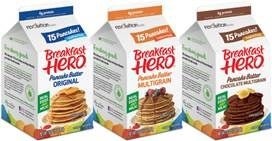 Breakfast Hero is the only pancake batter that doesn’t need any added water or mixing. Featuring whole milk as the first ingredient, along with real eggs and whole grains, the thaw-and-pour formula is the simplest way for families to enjoy a nutritious pancake breakfast, with no mess and no cleanup.