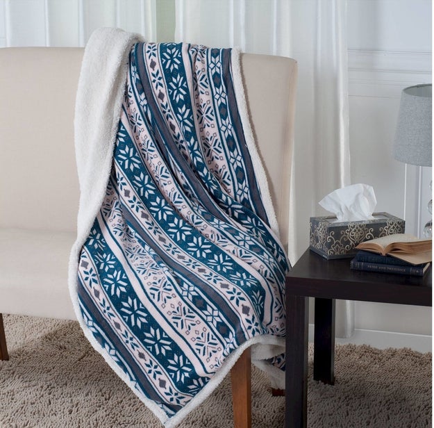 A cuddly throw blanket that would pair perfectly with some hot chocolate.
