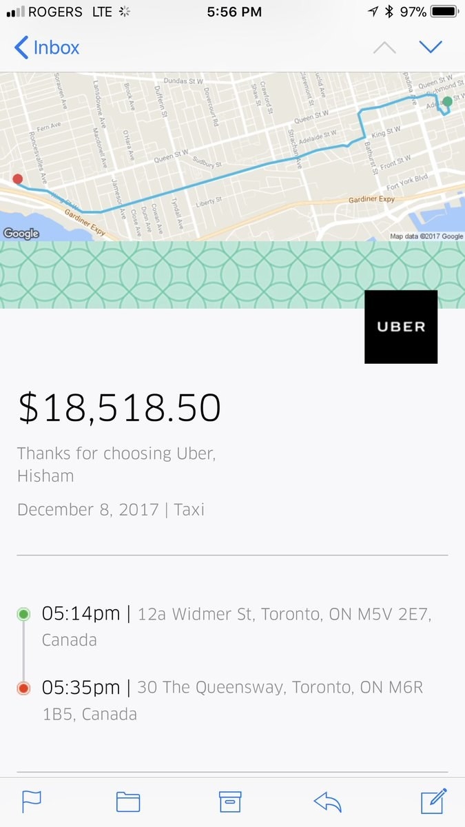 Uber Apologized To A Customer After He Was Charged $18,500 For A Ride