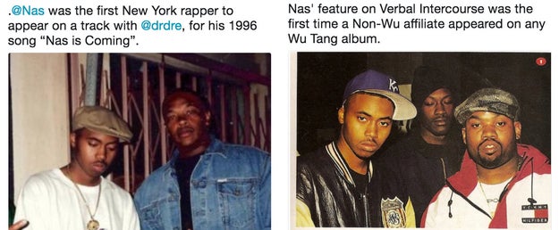 Nas was the first New York rapper to appear on a Dr. Dre song AND the the first member outside of Wu-Tang to appear on an album.