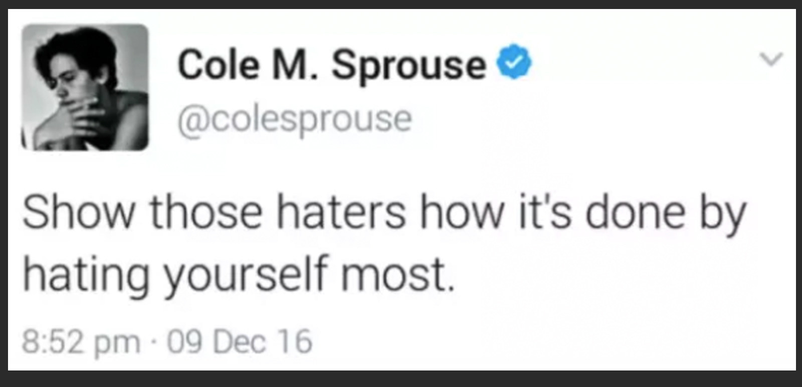 Show yourself to Haters.