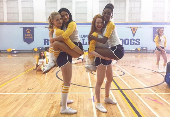 7.When. the girls had fun during a cheerleading scene. 
