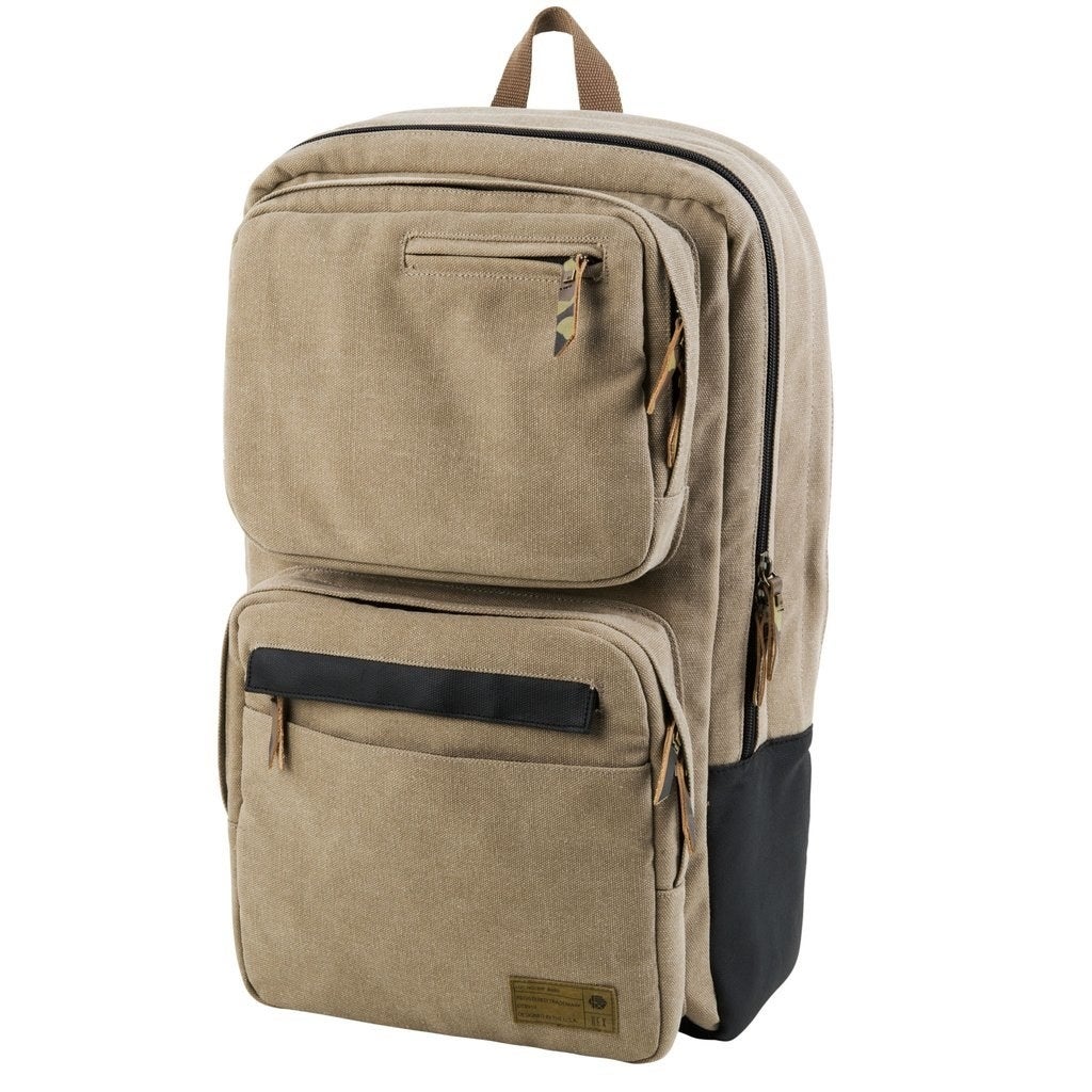 The Patrol backpack is constructed in premium, water resistant, tarpaulin exterior. The backpack incorporates interior padded and fleece-lined laptop storage designed for a 17" MacBook Pro - if you have a smaller-sized laptop, it will also hold other 13" - 17" laptops. Add to that the quick access front pocket (also padded and fleece-lined) for your tablet, the additional front zipper pocket, the interior organizer for pens and cards, bar-tacked critical seams for durability, and surplus grade web straps. It's easy to see why this backpack is so loved!