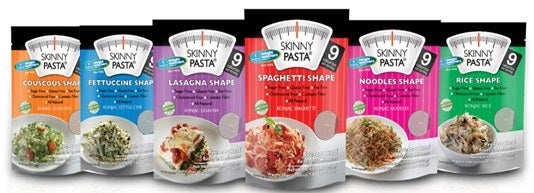Made from a natural plant called Konjac, Skinny Pasta is a delicious, low-calorie alternatives to some of your favorite dishes. Skinny Pasta, which harvests Konjac roots to create noodles of numerous shapes perfect for pasta dishes, salads, soups, or snacks, is available in a variety of forms, including a traditional noodle shape, couscous, spaghetti, lasagna, fettuccini, and rice.