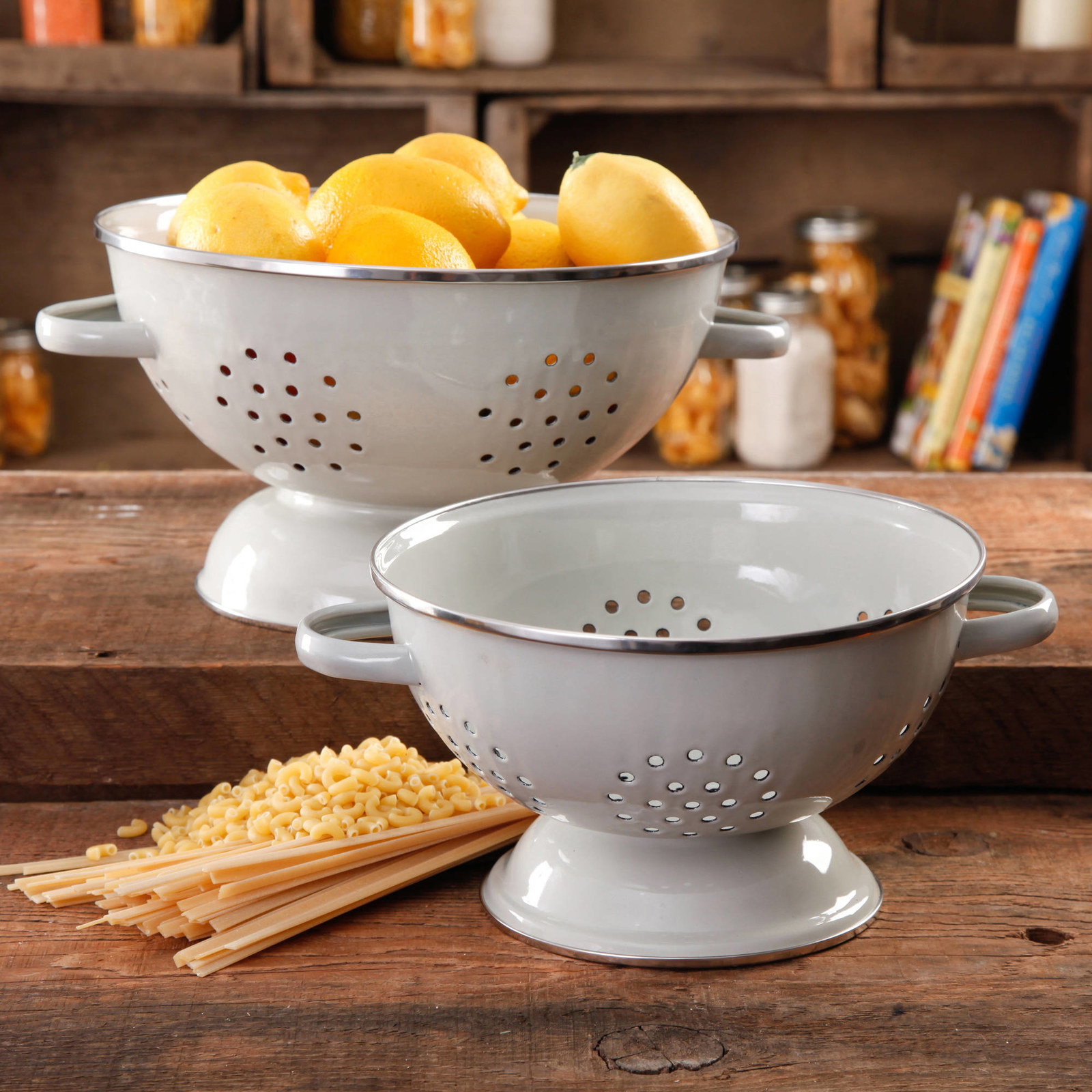 The Pioneer Woman Flea Market Ceramic Colander with Drip Plate for Washing and Serving Fruits and Veggies 