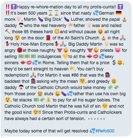 This sexy emoji chain text about the 500th anniversary of the Protestant Reformation.