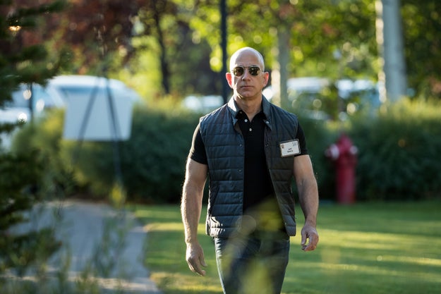 It's the one of Amazon's CEO Jeff Bezos cosplaying as Jason Statham.